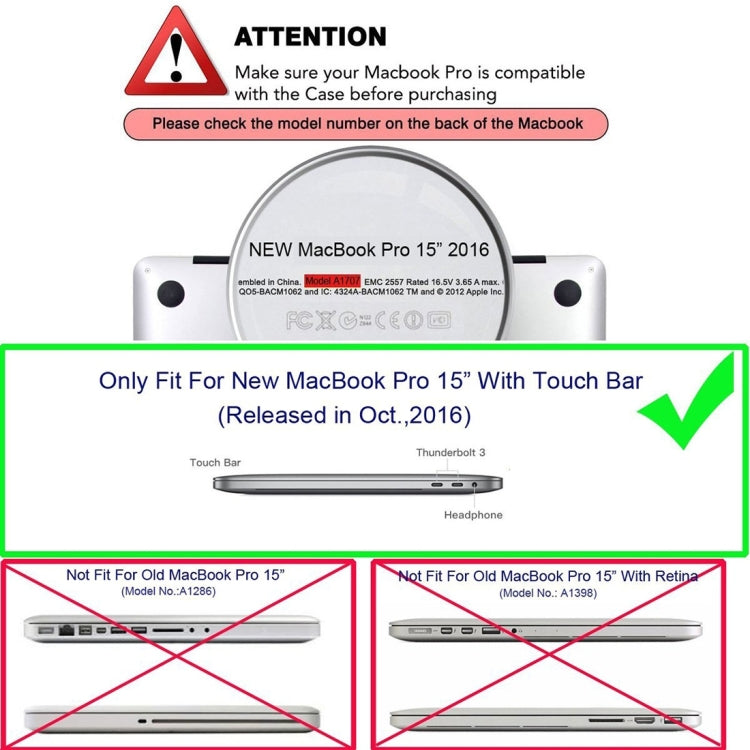 ENKAY Hat-Prince 2 in 1 Frosted Hard Shell Plastic Protective Case + US Version Ultra-thin TPU Keyboard Protector Cover for 2016 New MacBook Pro 15.4 inch with Touchbar (A1707), 15.4 inch with Touch Bar US Version, 15.4 inch with Touch US Version      ...
