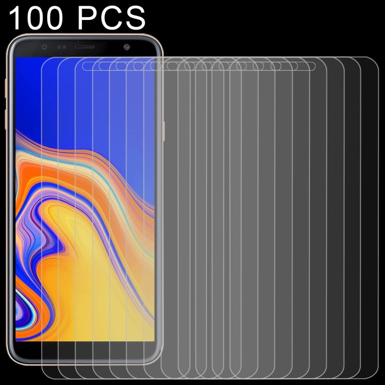 100 PCS 0.26mm 9H Surface Hardness 2.5D Curved Edge Tempered Glass Film for Galaxy J4+ / J6+, Galaxy J4+ / J6+