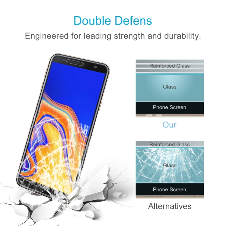 100 PCS 0.26mm 9H Surface Hardness 2.5D Curved Edge Tempered Glass Film for Galaxy J4+ / J6+, Galaxy J4+ / J6+
