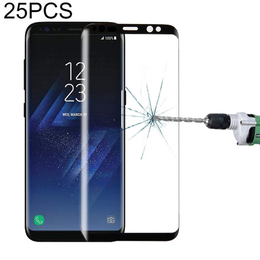 25 PCS For Galaxy S8 Plus / G955 0.26mm 9H Surface Hardness 3D Curved Silk-screen Fully Adhesive Fully Adhesive Full Screen Tempered Glass Screen Protector, For Galaxy S8 Plus / G955
