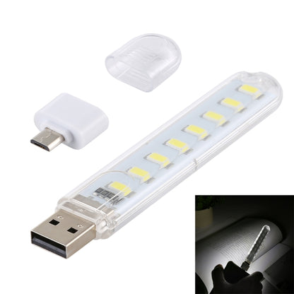 8LEDs 5V 200LM USB LED Book Light Portable Night Light, with Micro Adapter, with Micro Adapter