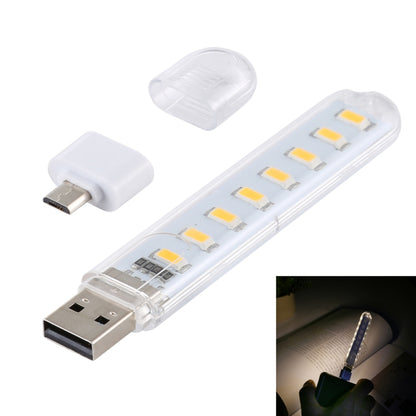 8LEDs 5V 200LM USB LED Book Light Portable Night Light, with Micro Adapter, with Micro Adapter