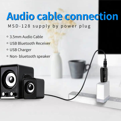 MSD128 2 in 1 USB Car Bluetooth Hands-free Call FM Transmitter with 3.5mm AUX Interface, MSD128