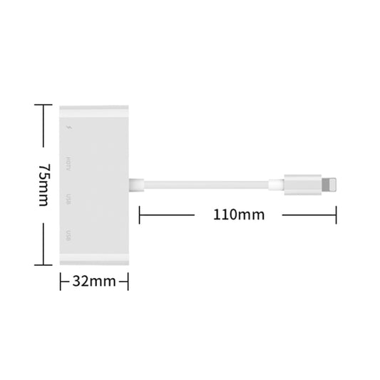 75216 4 in 1 8 Pin to HDMI + 8 Pin Charging + 2 USB Ports HD Video Converter, 75216