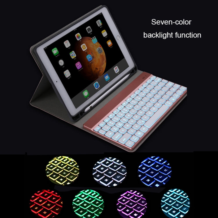 508A Detachable Bluetooth Keyboard + Horizontal Flip Leather Tablet Case with Holder & Colorful Backlight for iPad Pro 9.7 inch, iPad Air, iPad Air 2, iPad 9.7 inch (2017), iPad 9.7 inch (2018), 508A Black, 508A Champagne Gold, 508A Wine Red, 508A Blue