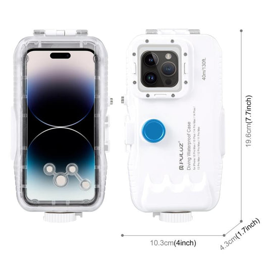 PULUZ 40m/130ft Waterproof Diving Case for 15 Pro Max / 15 Plus / iPhone 14 Plus / 14 Pro Max / 13 Pro Max / 12 Pro Max / 11 Pro Max, with One-way Valve Photo Video Taking Underwater Housing Cover, For iPhone 15 Pro Max / 15 Plus / 14 Plus             ...