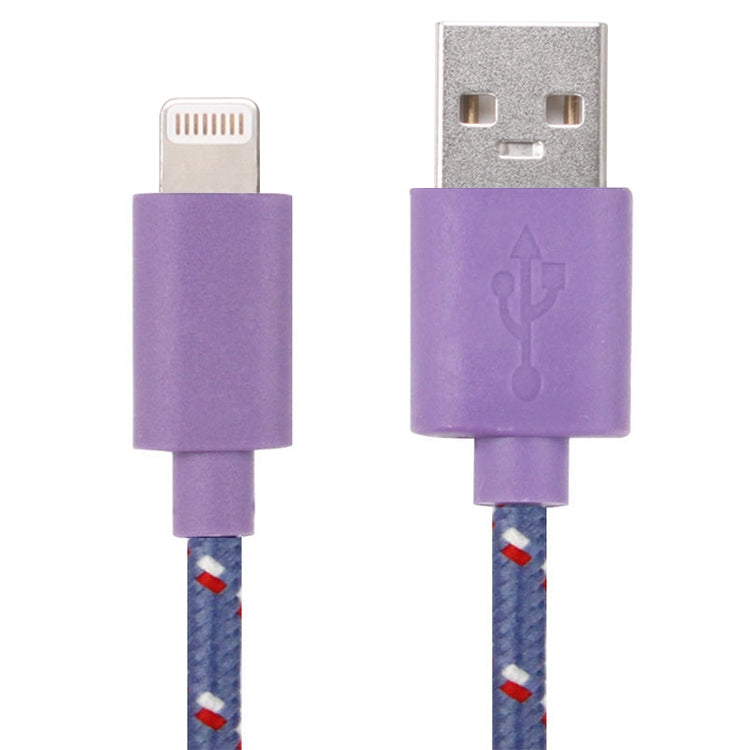 1m Nylon Netting Style USB 8 Pin Data Transfer Charging Cable for iPhone, iPad