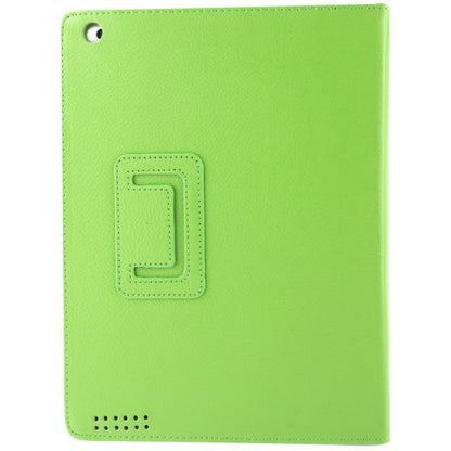 High Quality Litchi Texture Folding Leather with Sleep / Wake-up & Holder Function for iPad 2 / iPad 3 / iPad 4