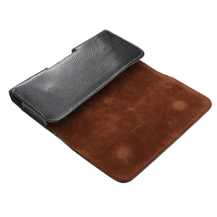 5.2 inch Litchi Texture Vertical Flip Thwartwise Genuine Leather Case / Waist Bag with Rotatable Back Splint for iPhone X  & Galaxy S7 & S6 Edge & S6 & S5, Sony Xperia Z5 & Z4 & Z3, Huawei P9 & P8, etc