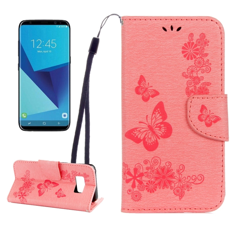 For Galaxy S8 Butterflies Embossing Horizontal Flip Leather Case with Holder & Card Slots & Wallet & Lanyard, For Galaxy S8