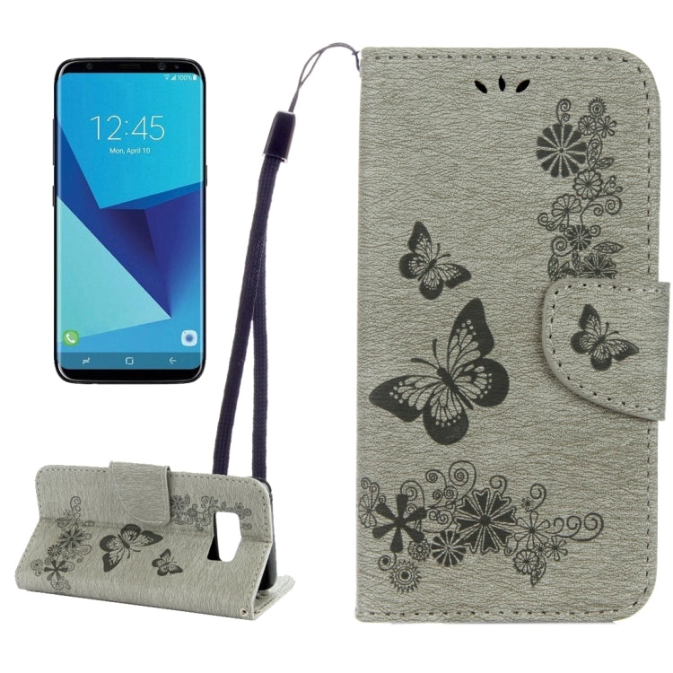 For Galaxy S8 Butterflies Embossing Horizontal Flip Leather Case with Holder & Card Slots & Wallet & Lanyard, For Galaxy S8