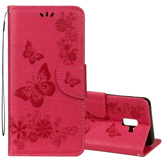 For Galaxy A8+ (2018) Vintage Embossed Floral Butterfly Pattern Horizontal Flip Leather Case with Card Slot & Holder & Wallet & Lanyard, For Galaxy A8+ (2018)