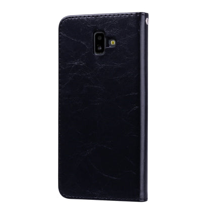 Business Style Oil Wax Texture Horizontal Flip Leather Case for Galaxy J6+, with Holder & Card Slots & Wallet, For Galaxy J6+