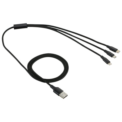 2A 1.2m 3 in 1 USB to 8 Pin & USB-C / Type-C & Micro USB Nylon Weave Charging Cable