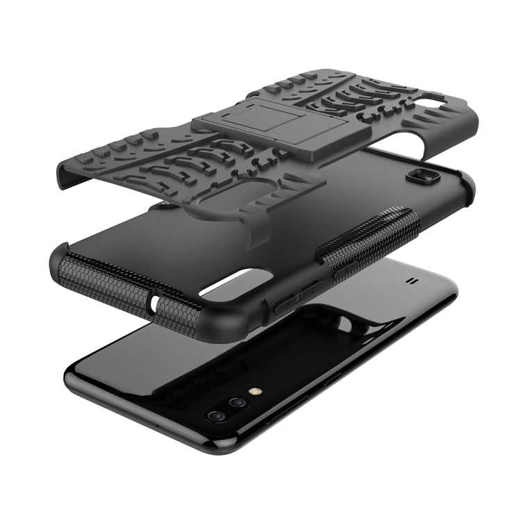 Shockproof  PC + TPU Tire Pattern Case for Galaxy M10, with Holder