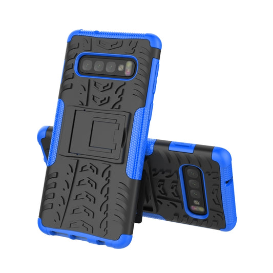 Tire Texture TPU+PC Shockproof Case for Galaxy S10, with Holder, For Galaxy S10