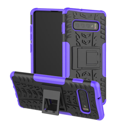 Tire Texture TPU+PC Shockproof Case for Galaxy S10+, with Holder, For Galaxy S10+