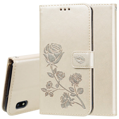 Rose Embossed Horizontal Flip PU Leather Case for Galaxy A10, with Holder & Card Slots & Wallet, For Samsung Galaxy A10