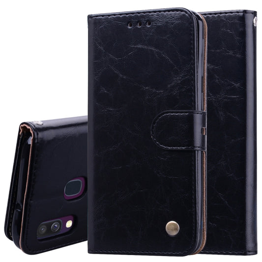 Business Style Oil Wax Texture Horizontal Flip Leather Case for Galaxy A40, with Holder & Card Slots & Wallet, For Galaxy A40