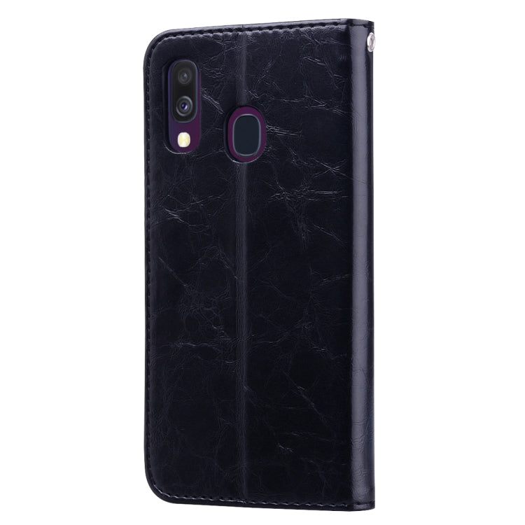Business Style Oil Wax Texture Horizontal Flip Leather Case for Galaxy A40, with Holder & Card Slots & Wallet, For Galaxy A40