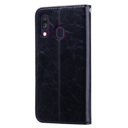 Business Style Oil Wax Texture Horizontal Flip Leather Case for Galaxy A40, with Holder & Card Slots & Wallet, For Galaxy A40