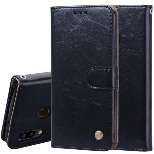 Business Style Oil Wax Texture Horizontal Flip Leather Case for Galaxy A20e, with Holder & Card Slots & Wallet, For Galaxy A20e