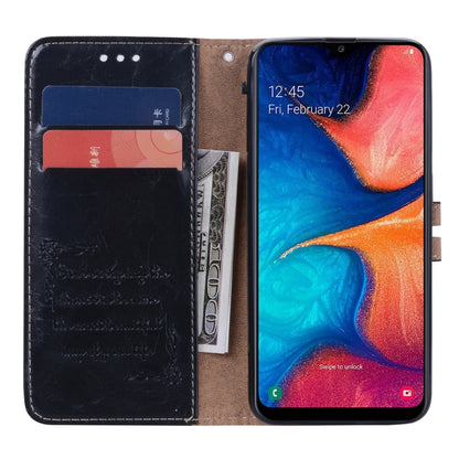 Business Style Oil Wax Texture Horizontal Flip Leather Case for Galaxy A20e, with Holder & Card Slots & Wallet, For Galaxy A20e