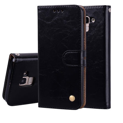 Business Style Oil Wax Texture Horizontal Flip Leather Case for Galaxy J6 (EU Version) (2018), with Holder & Card Slots & Wallet, For Galaxy J6 (EU Version) (2018)