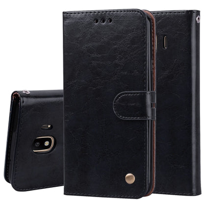 Business Style Oil Wax Texture Horizontal Flip Leather Case for Galaxy J4 (EU Version) (2018), with Holder & Card Slots & Wallet, For Galaxy J4 (EU Version) (2018)