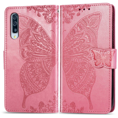 Butterfly Love Flowers Embossing Horizontal Flip Leather Case for Galaxy A70, with Holder & Card Slots & Wallet & Lanyard, For Galaxy A70