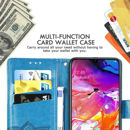 Butterfly Love Flowers Embossing Horizontal Flip Leather Case for Galaxy A70, with Holder & Card Slots & Wallet & Lanyard, For Galaxy A70