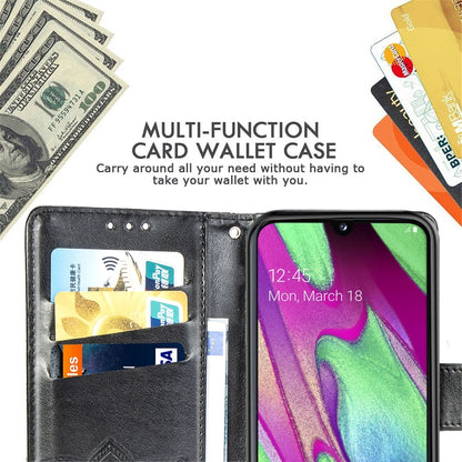 Butterfly Love Flowers Embossing Horizontal Flip Leather Case for Galaxy A40, with Holder & Card Slots & Wallet & Lanyard, For Galaxy A40