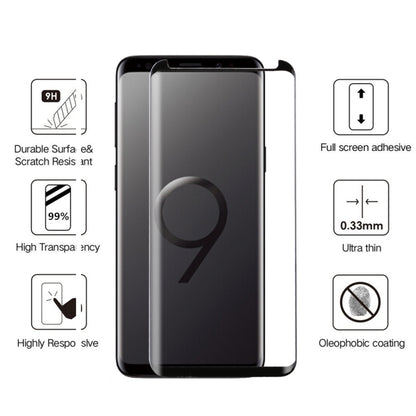 For Galaxy S9 0.33mm 9H Surface Hardness 3D Curved Edge Anti-scratch Non-full Screen HD Fully Adhesive Glass Screen Protector, For Galaxy S9 Fully Adhesive
