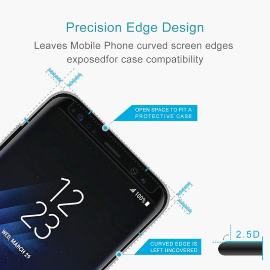 For Galaxy S8+ / G955 0.26mm 9H Surface Hardness 3D Explosion-proof Non-full Screen Curved Case Friendly Tempered Glass Film with Fully Adhesive, For Galaxy S8+ Adhesive Black Frame