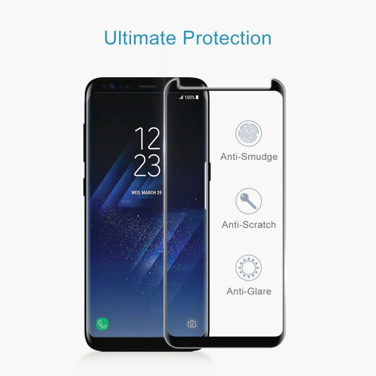 For Galaxy S8+ / G955 0.26mm 9H Surface Hardness 3D Explosion-proof Non-full Screen Curved Case Friendly Tempered Glass Film with Fully Adhesive, For Galaxy S8+ Adhesive Black Frame