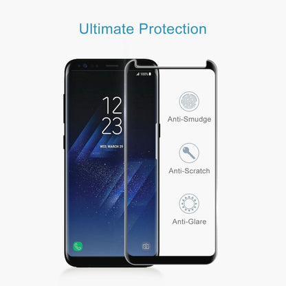 For Galaxy S8+ / G955 0.26mm 9H Surface Hardness 3D Explosion-proof Non-full Screen Curved Case Friendly Tempered Glass Film with Fully Adhesive, For Galaxy S8+ Adhesive Black Frame