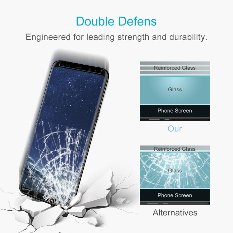For Galaxy S8+ / G955 0.26mm 9H Surface Hardness 3D Explosion-proof Non-full Screen Curved Case Friendly Tempered Glass Film with Fully Adhesive, For Galaxy S8+ Adhesive Black Frame