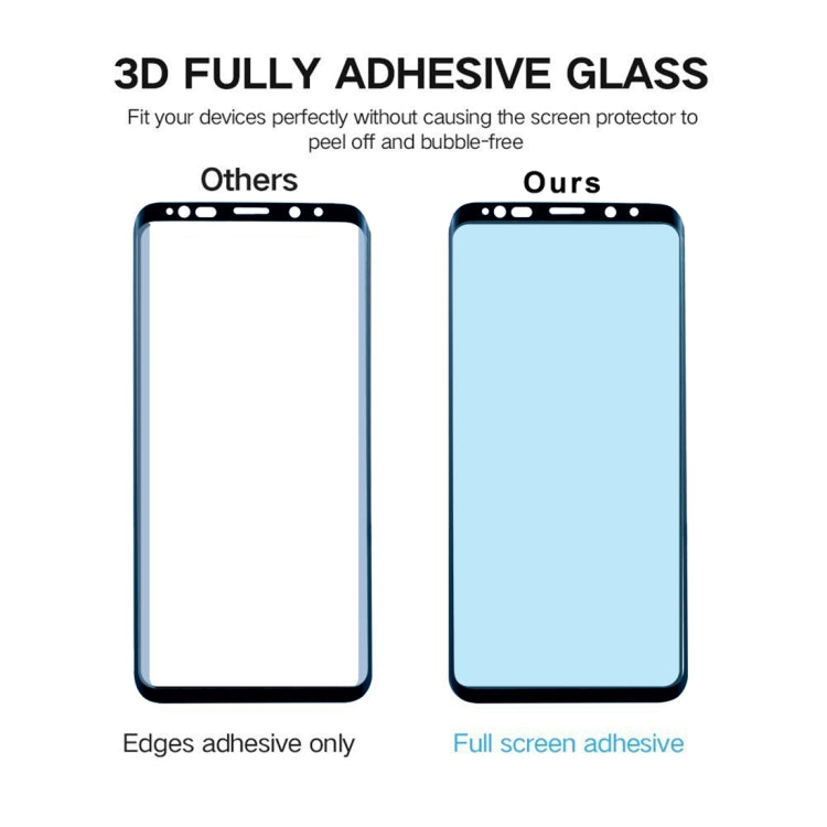 For Galaxy S9+ 0.33mm 9H Surface Hardness 3D Curved Edge Anti-scratch Full Screen HD Full Glue Glass Screen Protector, For Galaxy S9+