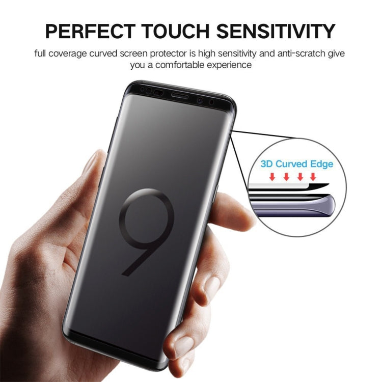 For Galaxy S9+ 0.33mm 9H Surface Hardness 3D Curved Edge Anti-scratch Full Screen HD Full Glue Glass Screen Protector, For Galaxy S9+