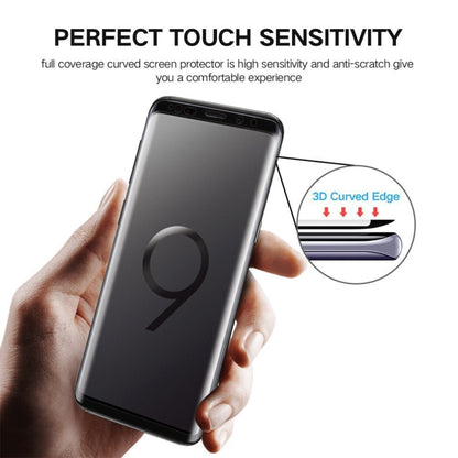 For Galaxy S9+ 0.33mm 9H Surface Hardness 3D Curved Edge Anti-scratch Full Screen HD Full Glue Glass Screen Protector, For Galaxy S9+