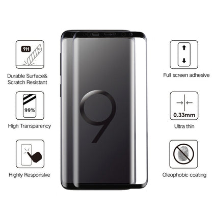 For Galaxy S9+ 0.33mm 9H Surface Hardness 3D Curved Edge Anti-scratch Full Screen HD Full Glue Glass Screen Protector, For Galaxy S9+