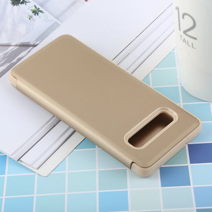PU Electroplating Mirror Horizontal Flip Leather Case for Galaxy S10 Plus, with Holder, For Galaxy S10 Plus
