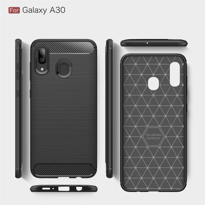Brushed Texture Carbon Fiber Shockproof TPU Case for Galaxy A30, 三星 Galaxy A30