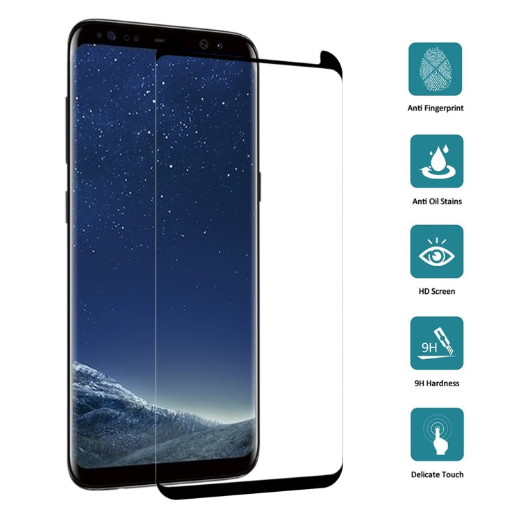 Case Friendly Screen Curved Tempered Glass Film For Galaxy S8 / G950, For Galaxy S8 0.26mm, For Galaxy S8 Black Frame, For S8, Galaxy S8 3D