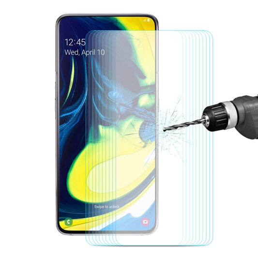 10 PCS ENKAY Hat-prince 0.26mm 9H 2.5D Curved Edge Tempered Glass Film for Galaxy A80