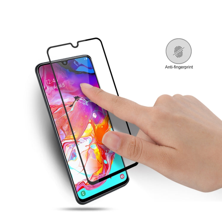 mocolo 0.33mm 9H 2.5D Full Glue Silk Print Tempered Glass Film for Galaxy A70, Support Fingerprint Unlock(Black), For Galaxy A70