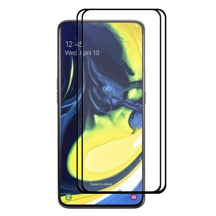 2 PCS ENKAY Hat-prince Full Glue 0.26mm 9H 2.5D Tempered Glass Film for Samsung Galaxy A80