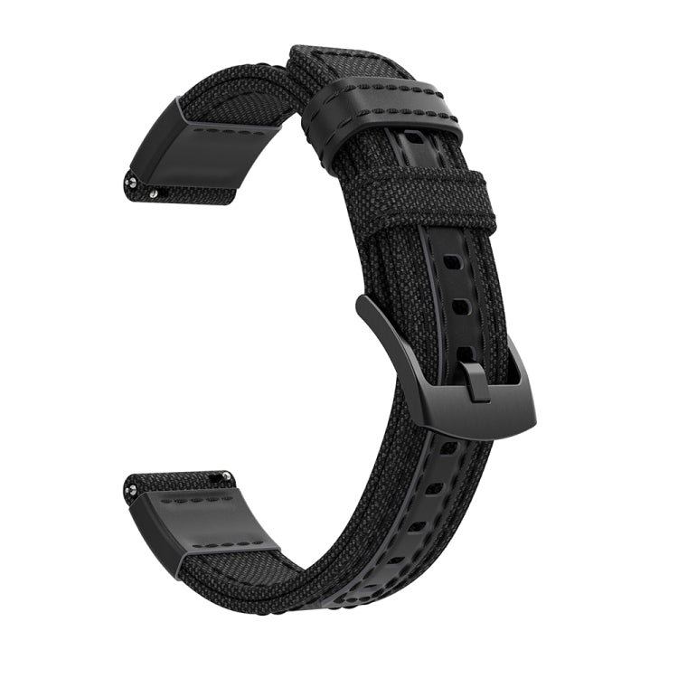 Canvas and Leather Wrist Strap Watch Band for Samsung Gear S2/Galaxy Active 42mm, Wrist Strap Size:135+96mm