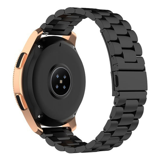 For Huawei GT2/GT/Samsung Galaxy Watch 46mm R800/Samsung Gear S3 Universal Three Beads Stainless Steel Watch Wrist Strap 22mm, Black, Gold, Rose Gold, Colourful, Silver