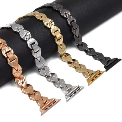 Apple Watch Series 5 & 4 44mm / 3 & 2 & 1 42mm Diamond Stainless Steel Band, For Apple Watch Series 5 & 4 44mm